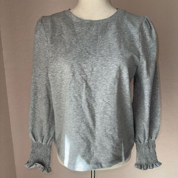 NWT Oat New York gray sweatshirt with smocked cuffs and puff sleeves Sam - Picture 3 of 8
